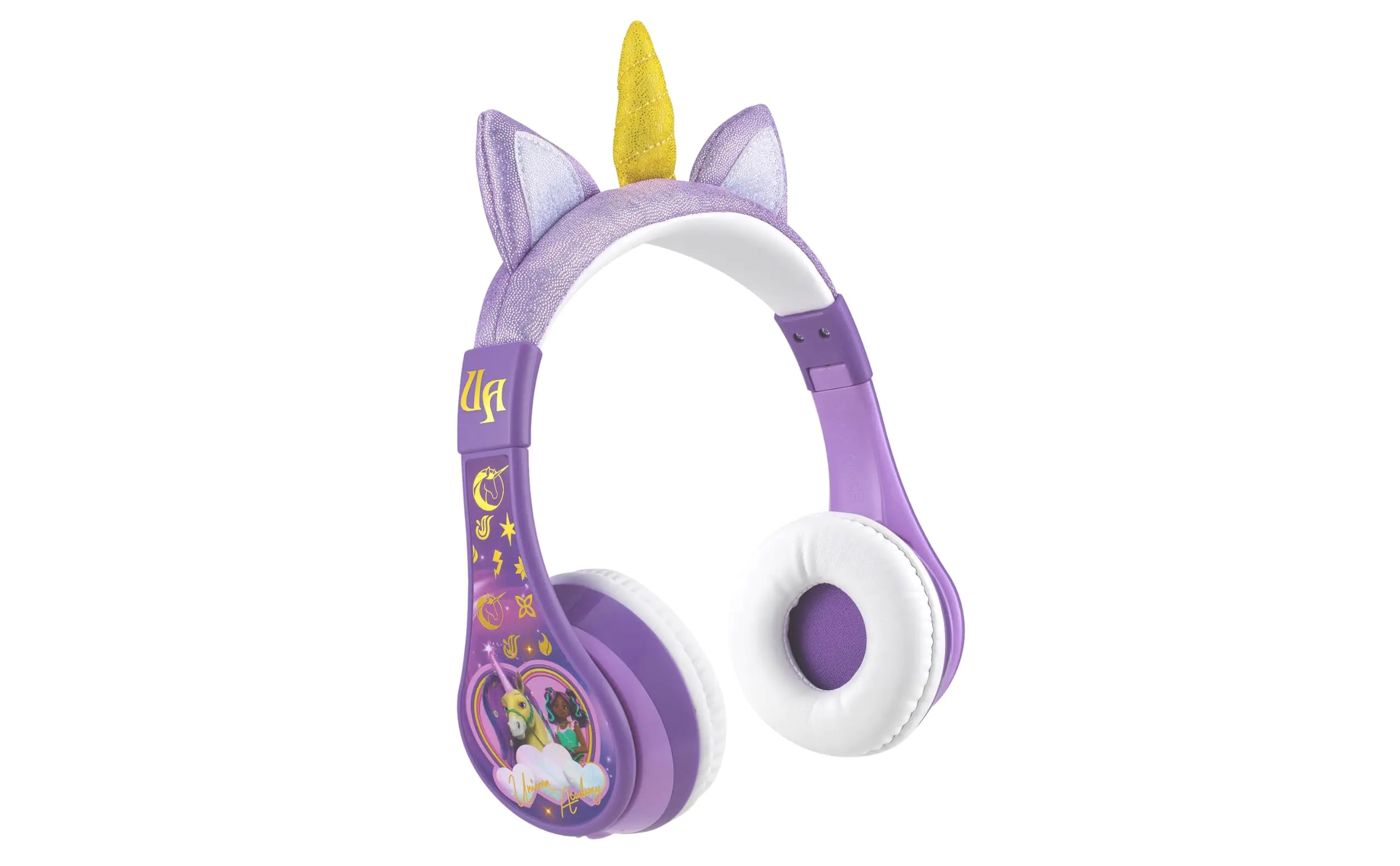 eKids Unicorn Academy Bluetooth Headphones Wireless Headphones with Microphone Includes Aux Cord Volume Reduced Kids Foldable Headphones for School Home or Travel
