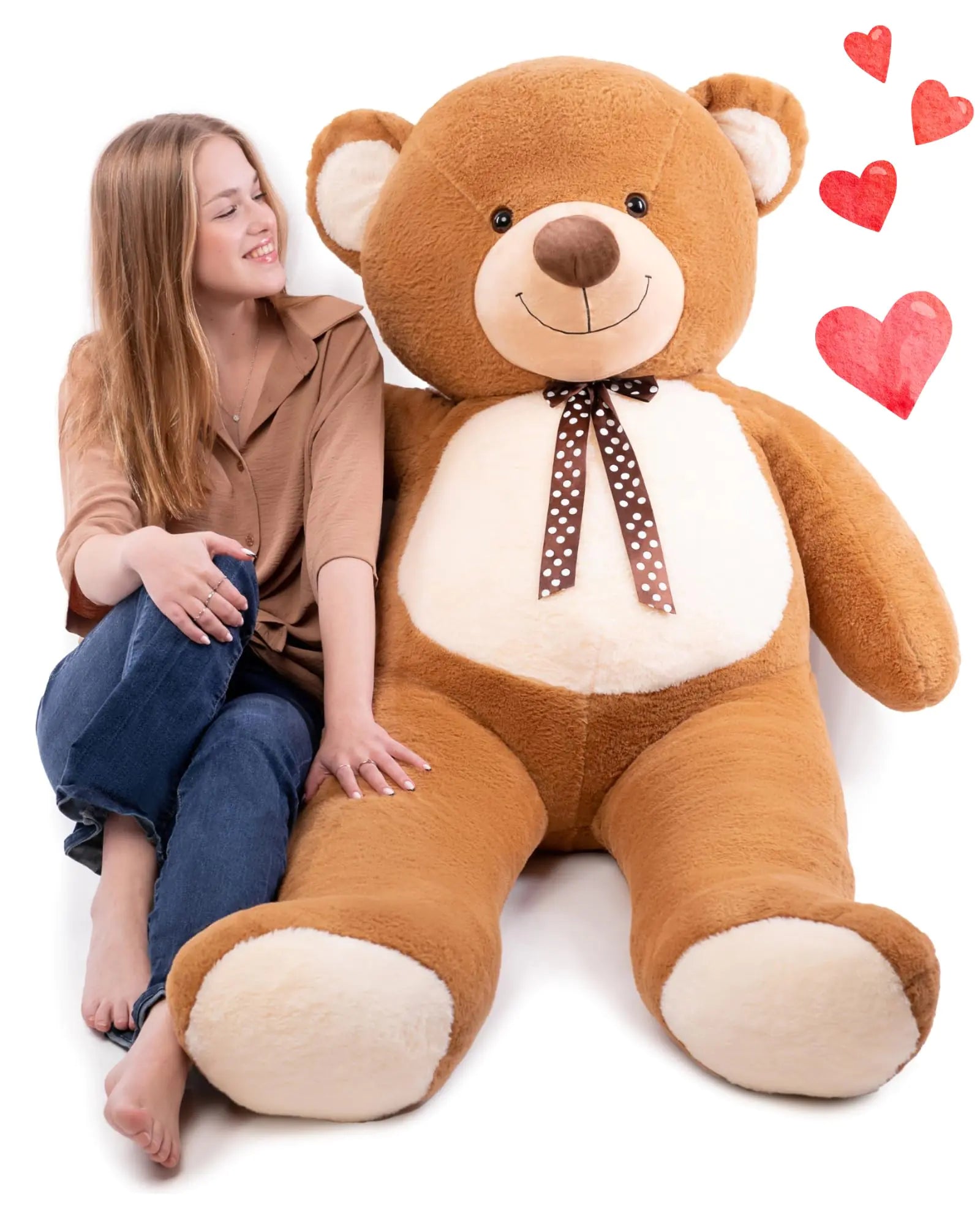 Giant Teddy Bear 5 Feet Ultra Premium Big Teddy Bear - 63 Inches Soft Fluffy Huge Teddy Bear Stuffed Animal Large Teddy Bear - Cute Valentines Day Gift for Girlfriend Wife (63" - Brown / Cream)
